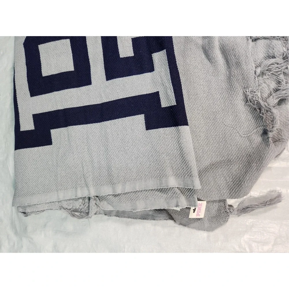NWT Victorias Secret PINK Festival Beach Blanket Gray And Blue 100% Cotton New